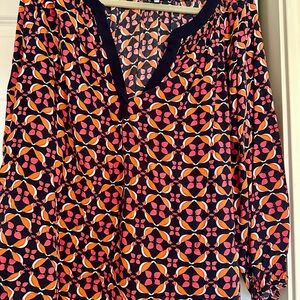 Crown & Ivy Pink and Orange Geometric Blouse
